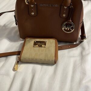 Michael Kors Tan and Cream Satchel Set